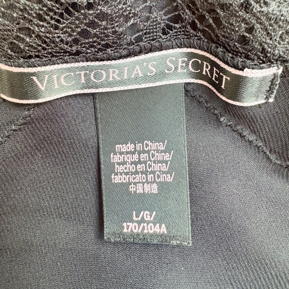 Victoria's Secret Black Satin Cami Slip Nightgown L - Picture 7 of 8